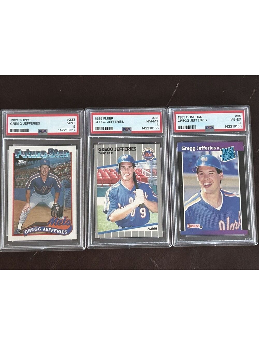 CLASSIC GREG JEFFERIES ROOKIE COLLECTION 1989 TOPPS DONRUSS/FLEER RC PSA GRADED